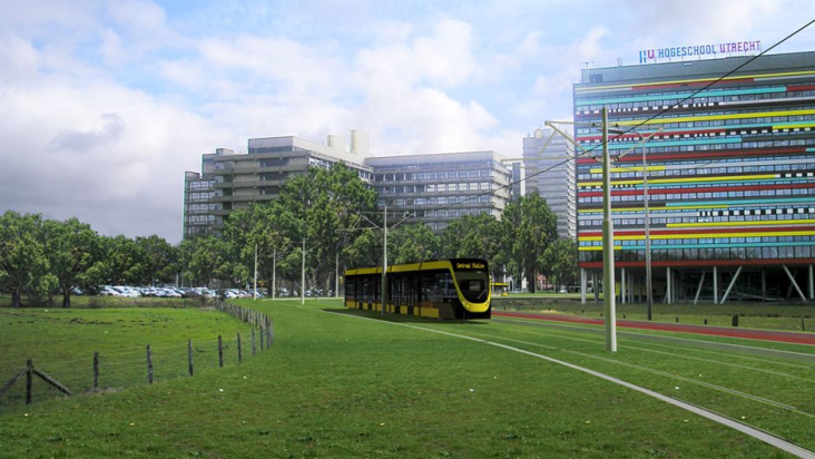 Uithof met ingetekende tram
