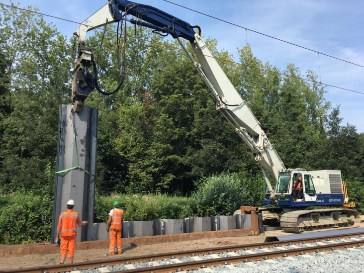 plaatsing damwanden trambaan Park Oudegein