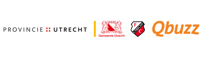 logo's provincie Utrecht, gemeente Utrecht, FC Utrecht en Qbuzz
